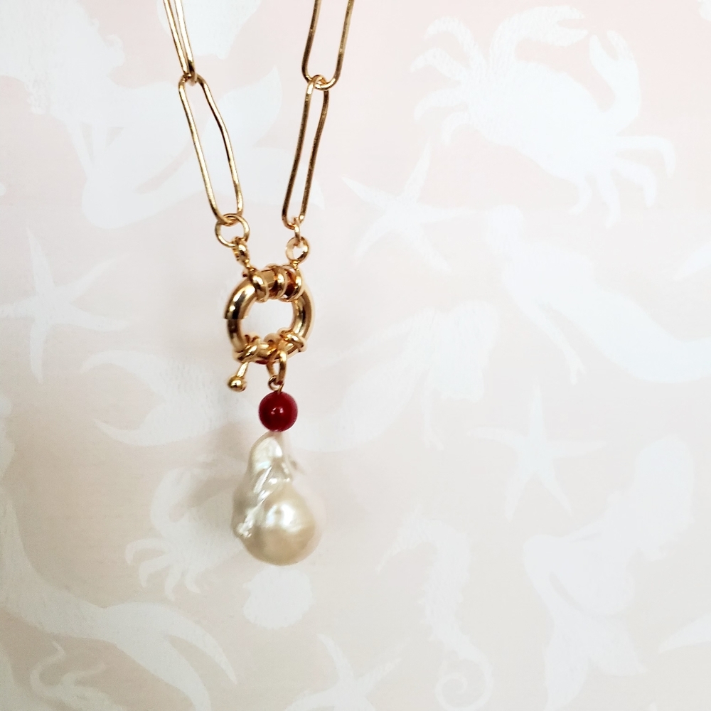 Boho Asymmetric Rough Pearl Necklace - Gold change - Picture 9 of 12